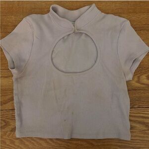 Topshop Lilac Ribbed Cutout Top